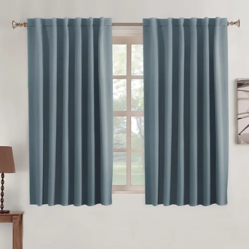 Miniatura 60 de Turquoize Cortinas Opacas para Tratamiento de Ventana con Trabillas Traseras para Sala de Estar/Dormitorio, Tratamientos de Ventana con Aislamiento