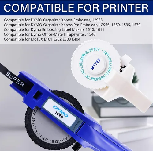Miniatura 5 de USUPERINK Paquete de 5 etiquetas de plástico 3D compatibles con Dymo 520109, cinta blanca sobre negra, 0.354 in 3/8 pulgadas x 9.8 ft, 9.8 pies, uso