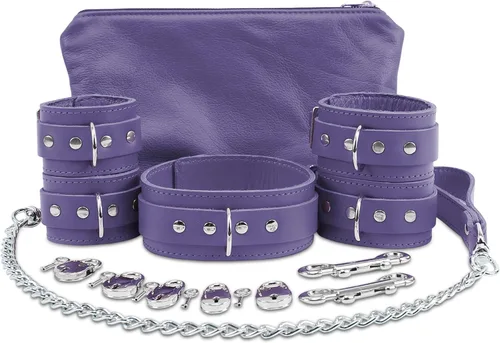 Miniatura 10 de VP Leather Wrist and Ankle Cuffs - 7-Piece Set - Premium Latigo Leather & Soft Lambskin - Couple Sex Toys - BDSM Restraint