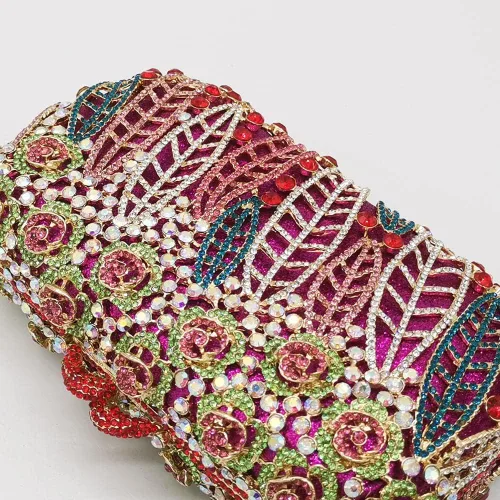 Miniatura 5 de Boutique De FGG Bolso de mano de flores para mujer, bolso de mano de cristal para mujer, bolsos de noche formales con diamantes de imitación