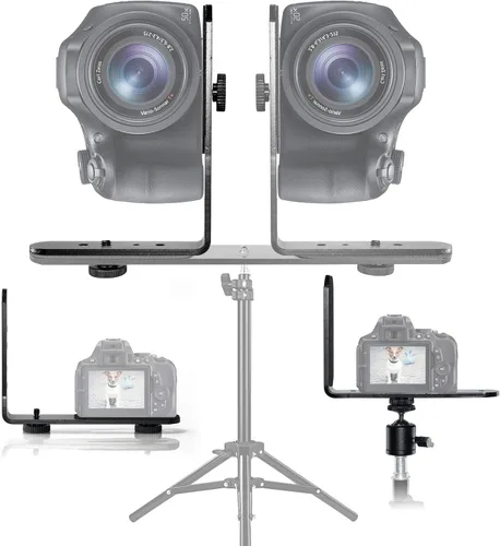 Miniatura 2 de EXMAX® Soporte para cámara de luz flash en forma de L de aleación de aluminio de metal con tornillo de 1/4 pulgadas + mini trípode de cabeza de bola