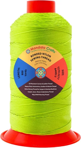 Miniatura 36 de Mandala Crafts - Hilo de nailon para coser cuero, tapicería, mezclilla y para trenzar el pelo; resistente, 1500 yardas, tamaño 69 T70 Marrón