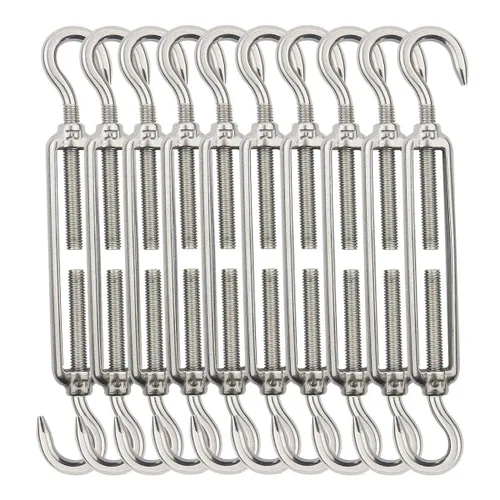 TooTaci Paquete de 10 ganchos y ganchos tensores, tensor de alambre de acero inoxidable 304, tensores ajustables para cables de alambre, velas de