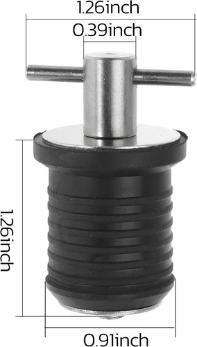 Miniatura 2 de Tapón de drenaje de barco con mango en T, tapones de goma a presión con mango de latón/acero inoxidable, accesorios de giro marino