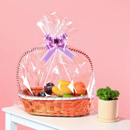 Miniatura 3 de 50 paquetes de bolsas de celofán de 32 x 40 pulgadas para cesta, extra grandes, grandes, grandes, bolsas de celofán transparente enormes