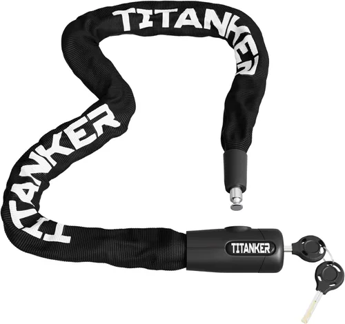 Miniatura 12 de Titanker Cerradura de cadena para bicicleta con llaves, cerradura de cadena de bicicleta antirrobo de seguridad de 3.3 pies, resistente para Cadena