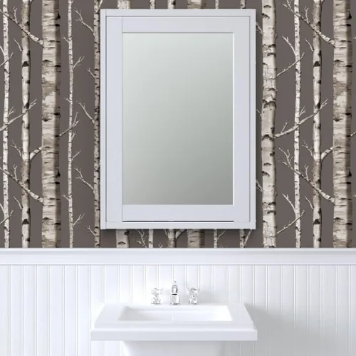 Miniatura 9 de Peel & Stick Wallpaper Swatch - Birch Grove Forest Woods Trees Rustic Custom Removable Wallpaper by Spoonflower