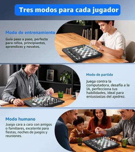 Miniatura 10 de Tablero de Ajedrez Electrónico L6 con Luces LED, Juego de Ajedrez de Computadora con Visualización de Posición de Piezas, Juego de Ajedrez