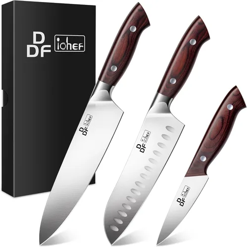 Miniatura 10 de DDF iohEF Juego de cuchillos de cocina, juego de 16 piezas para cocina con bloque, juego de cuchillos de acero inoxidable japonés con afilador
