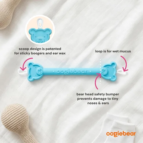 Miniatura 3 de Oogiebear – Limpiador de oídos y nariz para bebés, 2 unidades Azul con estuche