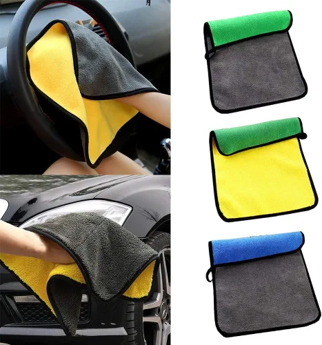 Miniatura 2 de Paños de limpieza, cuidado del automóvil, paño de secado de limpieza, pulido de cera, toalla de lavado de muebles de cocina, amarillo + gris