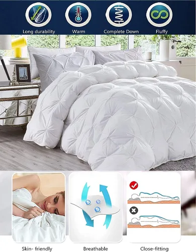 Miniatura 3 de Home Decor - Edredón de plumón alternativo plisado de 1500 hilos, tamaño individual XL, 68 x 92 pulgadas, 1 edredón y 4 fundas de almohada, 27.64