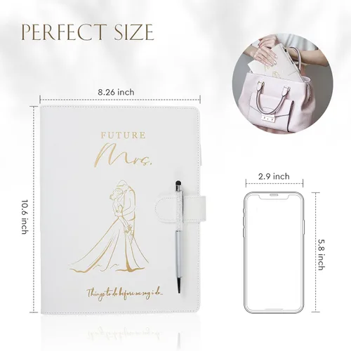 Miniatura 6 de AW BRIDAL Future Mrs Juego de Regalo de Libro y Organizador de Planificación de Bodas, Planificadores de Bodas de Destino, Planificador de Propuesta