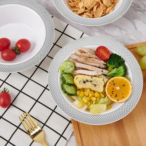 Miniatura 5 de JOLLY CHEF Paquete de 50 cuencos de plástico con borde plateado, cuencos de sopa desechables de 12 onzas, cuencos de plástico resistentes