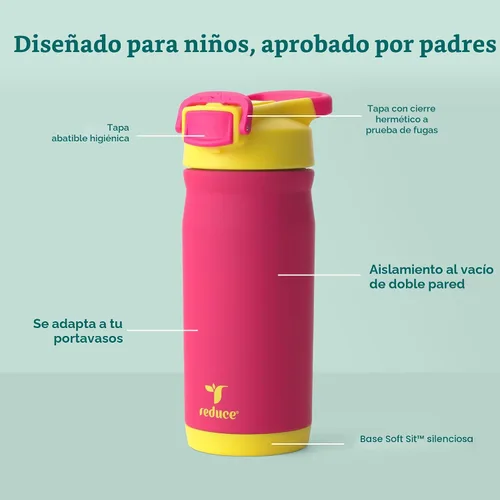 Miniatura 3 de Reduce Hydrate Pro Kids - Botella de agua aislada de acero inoxidable de 14 onzas con pajilla, vaso a prueba de derrames para niños, retención