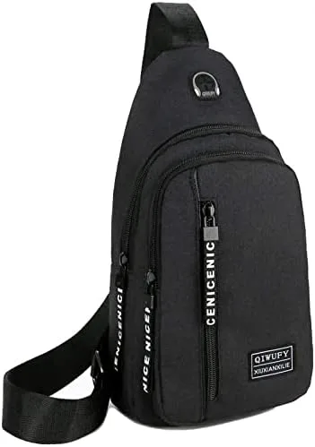 YERCHIC Bolso bandolera pequeño cruzado en el pecho, hombro resistente al agua, bolsa de viaje con correa para hombres y mujeres con agujero para