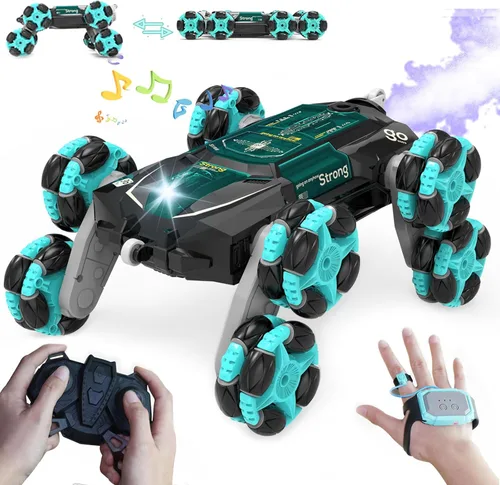 ATHLERIA 8WD Coche de Acrobacias RC con Detección de Gestos para Edades 8-13, Coches de Control Remoto Manual - Rotación de 360° de Doble Cara, Las