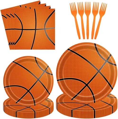 Miniatura 10 de 96 platos de papel de béisbol y servilletas para fiesta, platos de fiesta de béisbol, servilletas y tenedores, juego de vajilla desechable