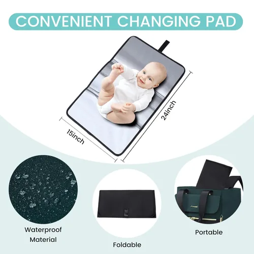 Miniatura 2 de LOVEVOOK Mochila para Pañales, Bolsa Tote para Pañales con Bolsillos Aislados, Bolsa de Bebé para Niñas y Niños con Cambiador, Bolsa Grande