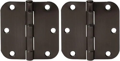 Miniatura 10 de Amazon Basics Bisagras redondeadas para puerta interior de radio 5/8, paquete de 18, bronce aceitado, 3.5 x 3.5 pulgadas Bronce frotado con aceite
