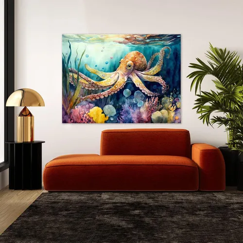Miniatura 3 de Sense Canvas Octopus Vibrant Ocean 7 - Lienzo decorativo para decoración del hogar, póster grande de 40 x 30 pulgadas, 0.75 pulgadas