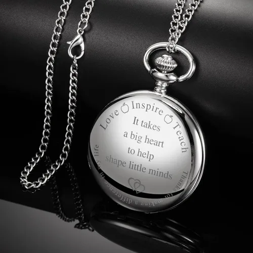 Miniatura 3 de Hicarer Reloj de bolsillo para profesores, números arábigos, reloj de bolsillo para hombres, mujeres, suministros de agradecimiento para profesores