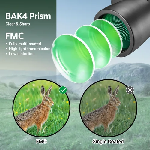 Miniatura 6 de AOMEKIE Prismáticos profesionales de alta potencia BAK4 de 10 x 50 para adultos, lente FMC de tamaño completo, impermeable, HD para observación