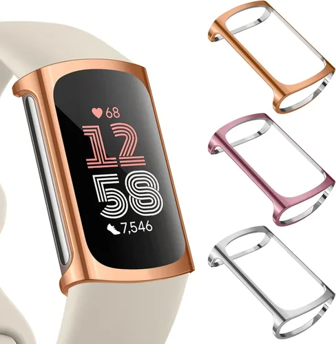 Miniatura 10 de Paquete de 3 protectores de pantalla para Fitbit Charge 6/5, funda protectora de poliuretano termoplástico (Negro)