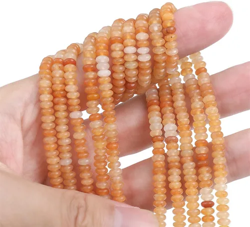 Miniatura 4 de BEADIA Cuentas separadoras de aventurina roja natural en forma de tapa rondelle disco cuentas sueltas para hacer joyas con cuentas 4mmx2mm 38cm
