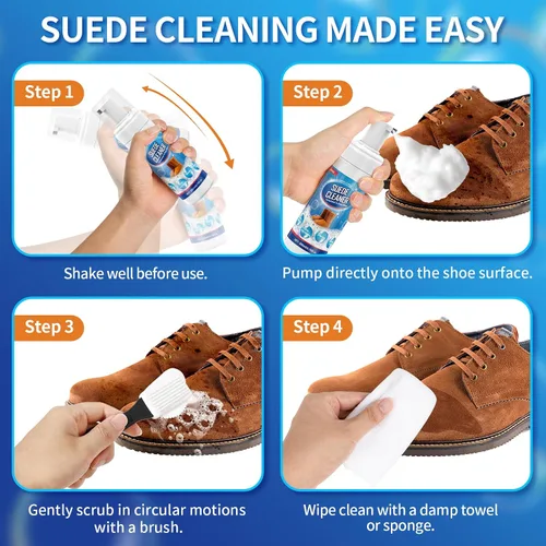 Miniatura 4 de Jevvu Suede Shoe Cleaner, 6.76 fl oz Suede and Nubuck Cleaning Kit with Brush & Towel, Removes Dirt & Stains for Shoes