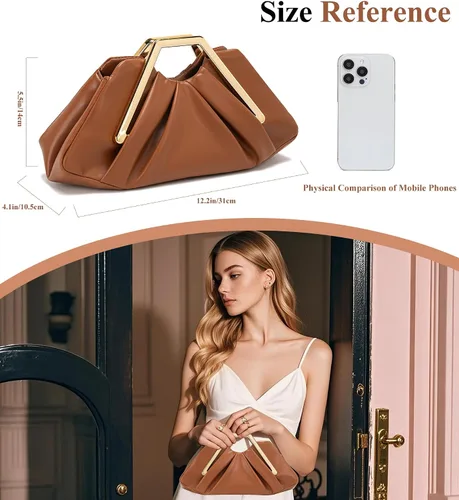 Miniatura 2 de myfriday Elegante bolso de mano fruncido para mujer, bolso de noche suave para boda, fiesta de graduación, eventos formales