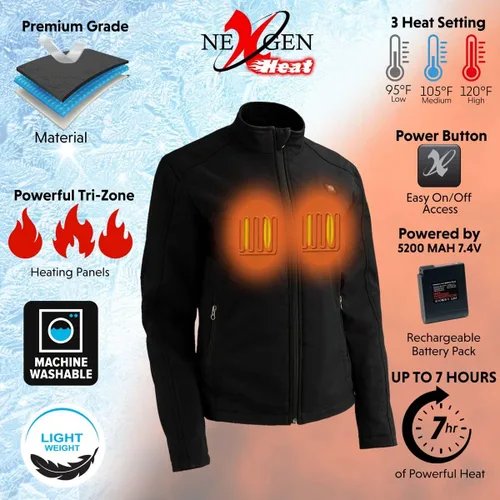 Miniatura 2 de Nexgen Heat MPL2760SET - Chaqueta térmica para mujer, color negro, con cremallera frontal, con cremallera frontal