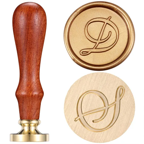Miniatura 27 de Yoption - Sello de cera con diseño de letra del alfabeto y cabeza de latón retro, sello clásico