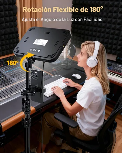 Miniatura 4 de UBeesize - Pack de 2 luces de video LED, luces de estudio para fotografía regulables de 3000-6500K con soporte para trípode y soporte para teléfono
