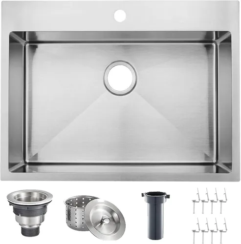 Miniatura 17 de Estación de trabajo de fregadero de cocina negro de 21x20 pulgadas - VAPSINT Fregadero de barra de 21 pulgadas de montaje superior en color negro