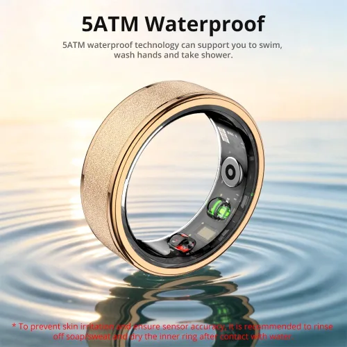 Miniatura 6 de COLMI R10 Anillo Inteligente, Anillo de Salud Inteligente para Mujeres, Cuenta con Monitor de Frecuencia Cardíaca, Oxígeno en Sangre, Monitor de Oro