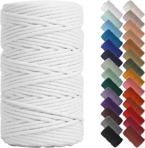 Miniatura 55 de NOANTA - Cuerda de macramé color beige natural, 1/8 pulgadas (3 mm) x 109 yardas (100 metros), cuerda de algodón colorido para colgar en la pared