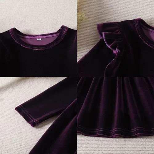 Miniatura 159 de IDOPIP Vestido tutú de terciopelo para niñas pequeñas, vestido de manga larga para princesa, Navidad, cumpleaños, fiesta, boda, vestidos de otoño e