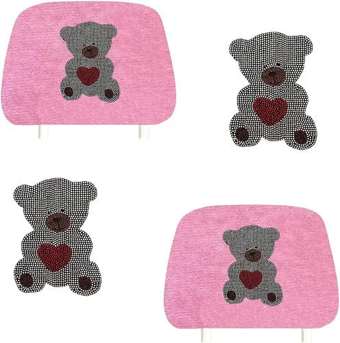 Miniatura 20 de ALLBrand Fundas universales para reposacabezas de asiento de automóvil, camión, con diamantes de imitación, color rosa, paquete de 2