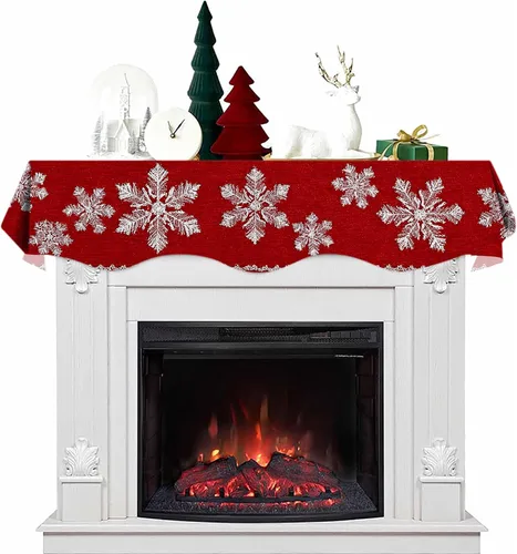 Miniatura 20 de NYZE Bufanda para Repisa de Chimenea Navideña 60 x 17 Pulgadas Cubierta Decorativa para Repisa de Chimenea de Navidad Camino de Mesa para Repisa