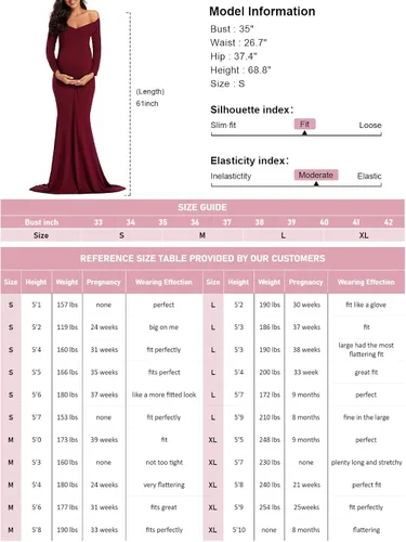 Miniatura 6 de Ecavus - Vestido de maternidad para mujer con hombros descubiertos, cuello en V, manga larga, para sesión de fotos