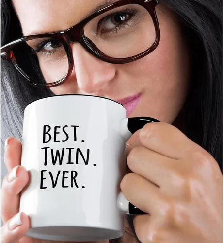 Miniatura 2 de 3dRose Best Twin Ever - Taza de 11 onzas, color negro