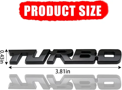 Miniatura 2 de AICEL Emblema de coche Turbo, 2 piezas 3D de metal Turbo insignia para el maletero de la carrocería lateral del auto, calcomanía decorativa