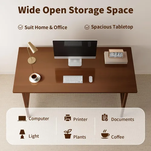 Miniatura 6 de NELYE Escritorio moderno de madera maciza, mesa de computadora simple de 48 pulgadas para oficina en casa, estudio, escritura, estación de trabajo