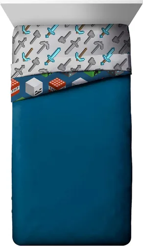 Miniatura 2 de Jay Franco - Edredón para niños, suave y acogedor para una decoración de habitación con estilo, producto oficial con licencia, azul - Minecraft