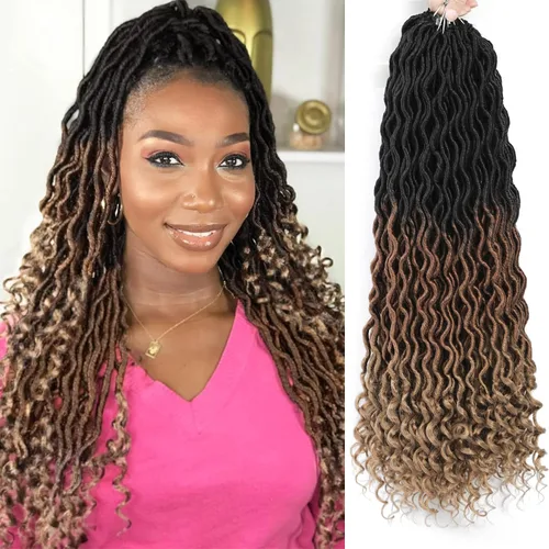 Miniatura 36 de Karida Rastas de cabello sintético de ganchillo de 18 pulgadas, 8 paquetes de cabello de ganchillo preanudado de diosa, rastas sintéticas onduladas