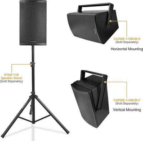 Miniatura 7 de Sound Town CARME Series - Altavoz profesional PA DJ de 2 vías de 12 pulgadas, 700 W, negro con controlador de titanio, madera contrachapada