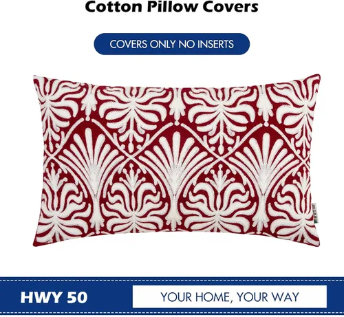 Miniatura 6 de HWY 50 fundas de almohada de 18" x 18" de algodón y lienzo bordadas, con flores geométricas, unisex, set de 50 unidades.