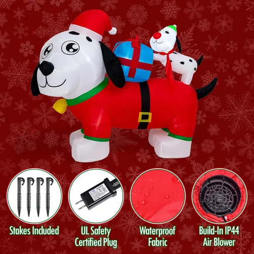 Miniatura 5 de PRESENCE Decoraciones inflables de Navidad para exteriores, luces LED de Navidad de 5 pies con caja de regalo, decoración de invierno, regalo