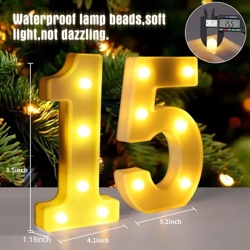 Miniatura 2 de Símbolo Ampersand LED Grande &, Letras de Marquesina Cartel 26 Letras del Alfabeto y 10 Números Luminosos para Decoración de Fiestas, Números